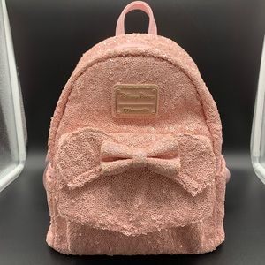 Disney Loungefly Millennial Pink Sequins Mini Backpack- Original Logo Rare HTF.